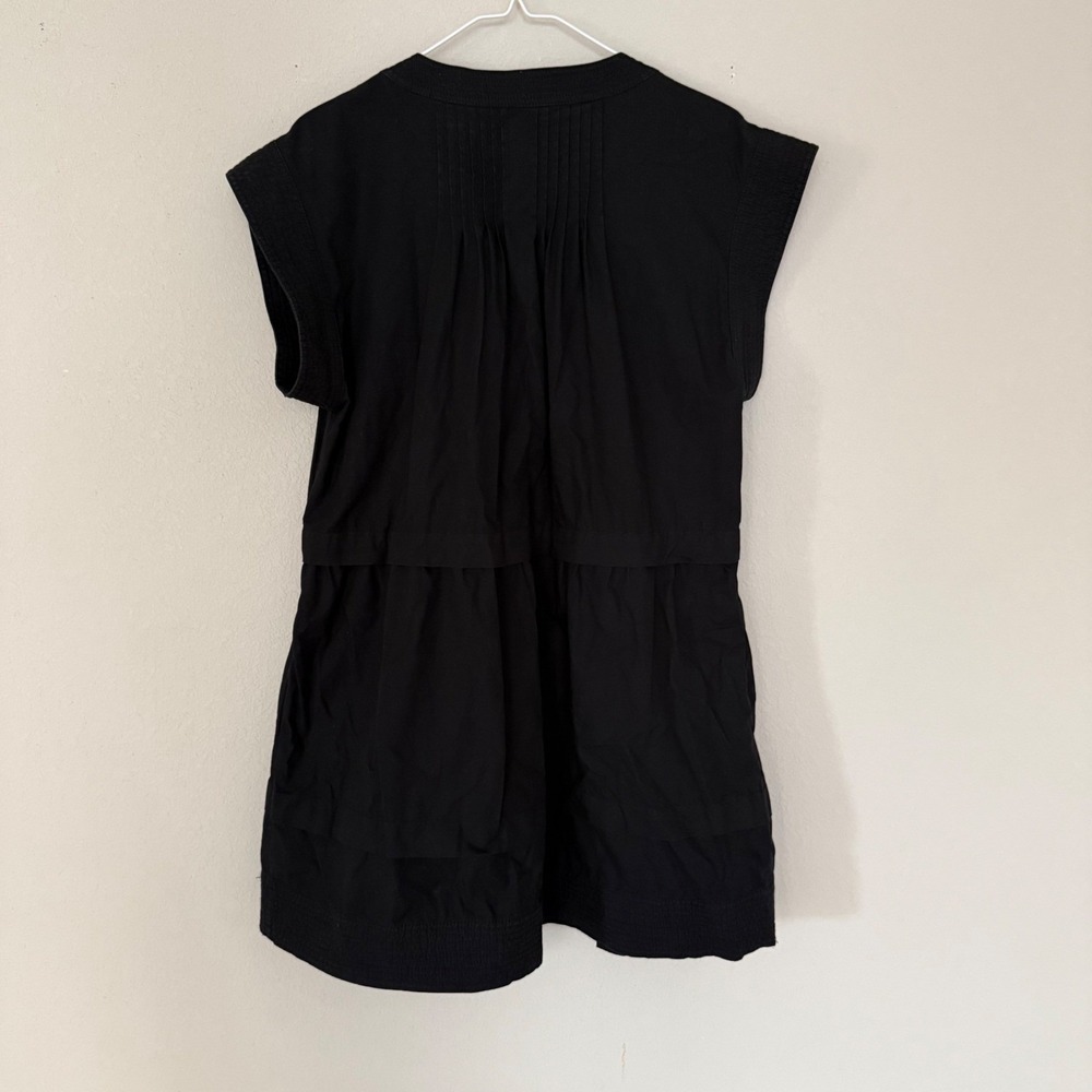Hunter Bell Parker Black Mini Dress Womens Cotton‎ Poplin Pintuck Size Small - Picture 2 of 6